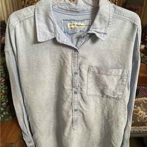 We The Free Chambray Light Blue Casual Button Down Shirt
